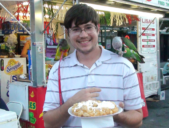 Parrots eat funnel cage