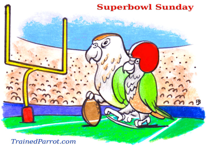 Cartoon of Parrot Kicking Field Goal